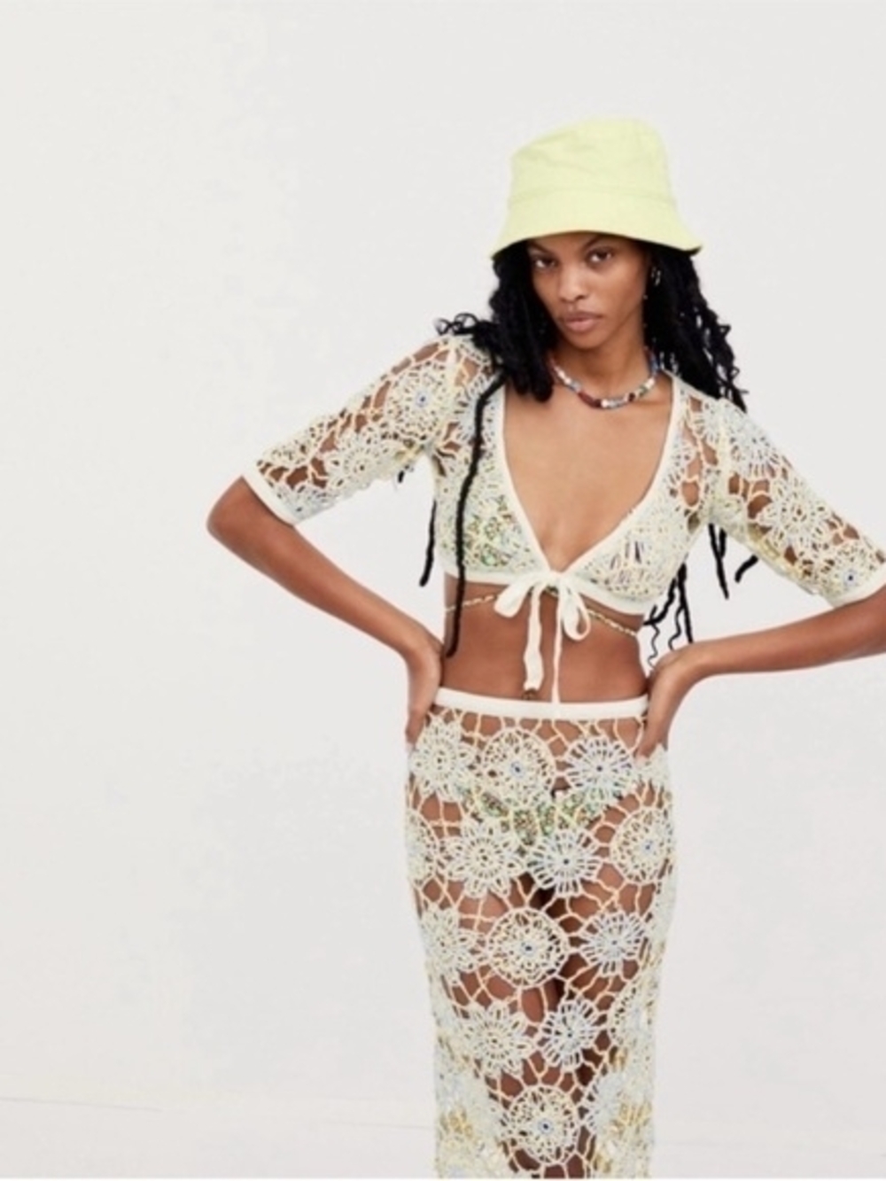 FOR LOVE AND LEMONS 🍋 Crochet Two-Piece Cover-Up Set in